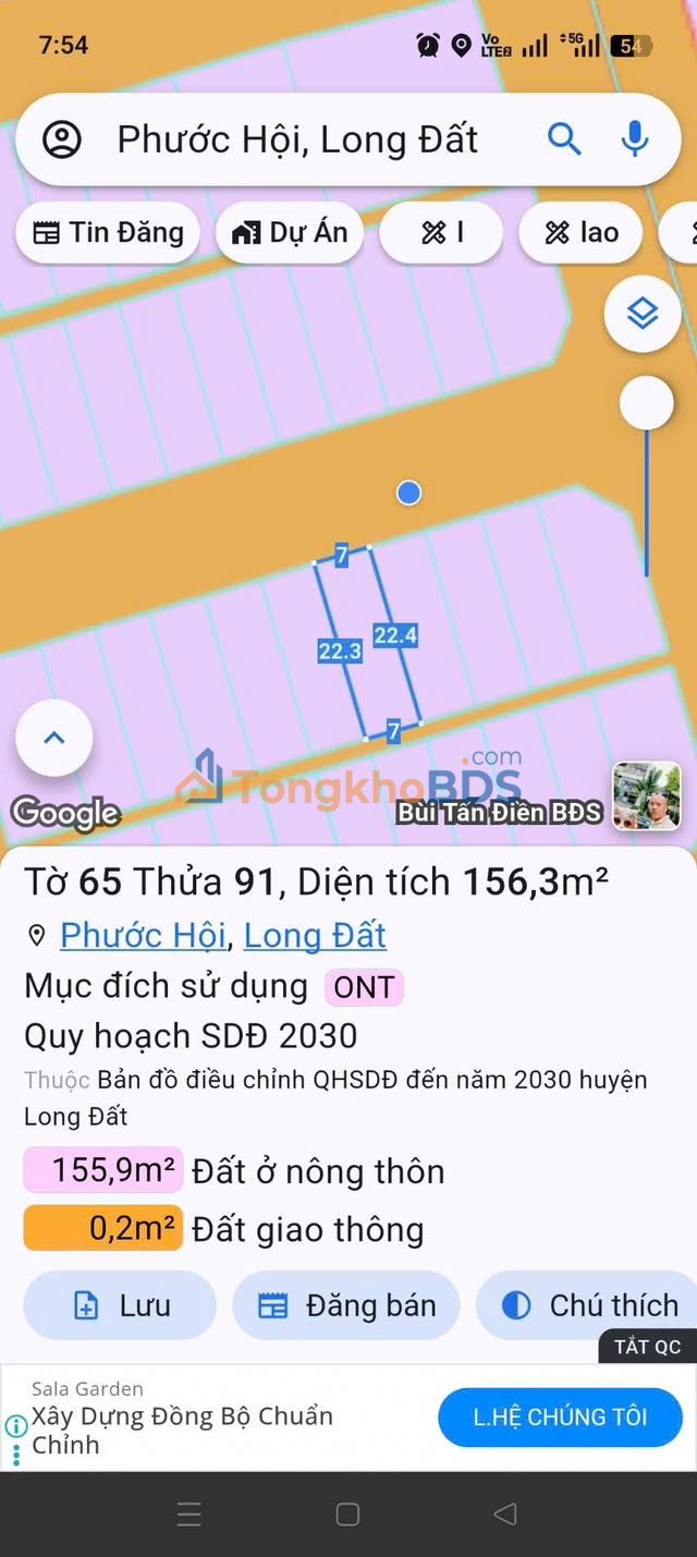 Đất nền Phước Hải Đất Đỏ 156m² 1.8 tỷ - Thổ cư 100%