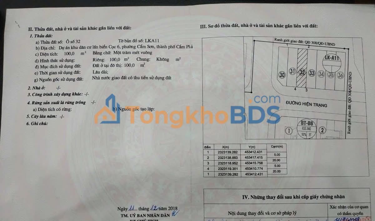 Đất nền Quảng Hồng Cẩm Phả 100m² 2 tỷ - Sổ đỏ chính chủ