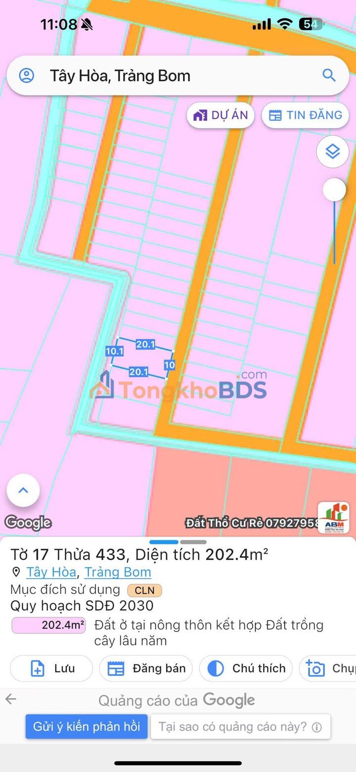 Đất nền sổ riêng 202m² Tây Hòa, Đồng Nai - Giá đầu tư 1.4 tỷ