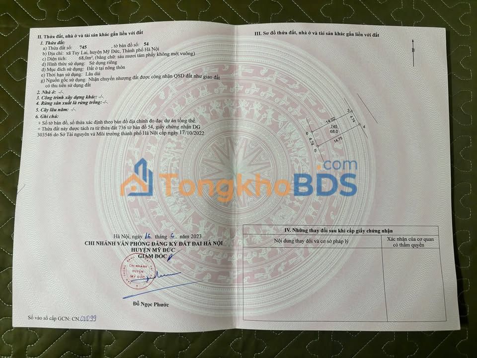 Đất nền Phúc Sơn Mỹ Đức 68m² - Sổ đỏ chính chủ