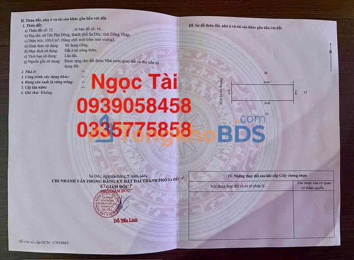 Đất nền Tân Phước Lai Vung 100m² 650 triệu - Sổ đỏ chính chủ