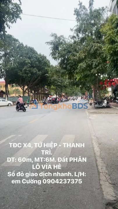Đất TĐC X4 Tứ Hiệp 60m² mặt tiền 6m sổ đỏ chính chủ
