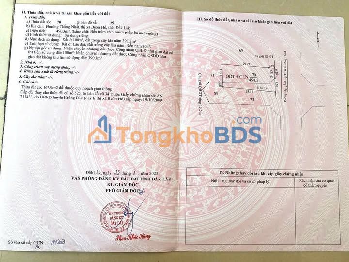 Đất nền Buôn Hồ 510m² 61.2 tỷ - Sổ đỏ chính chủ