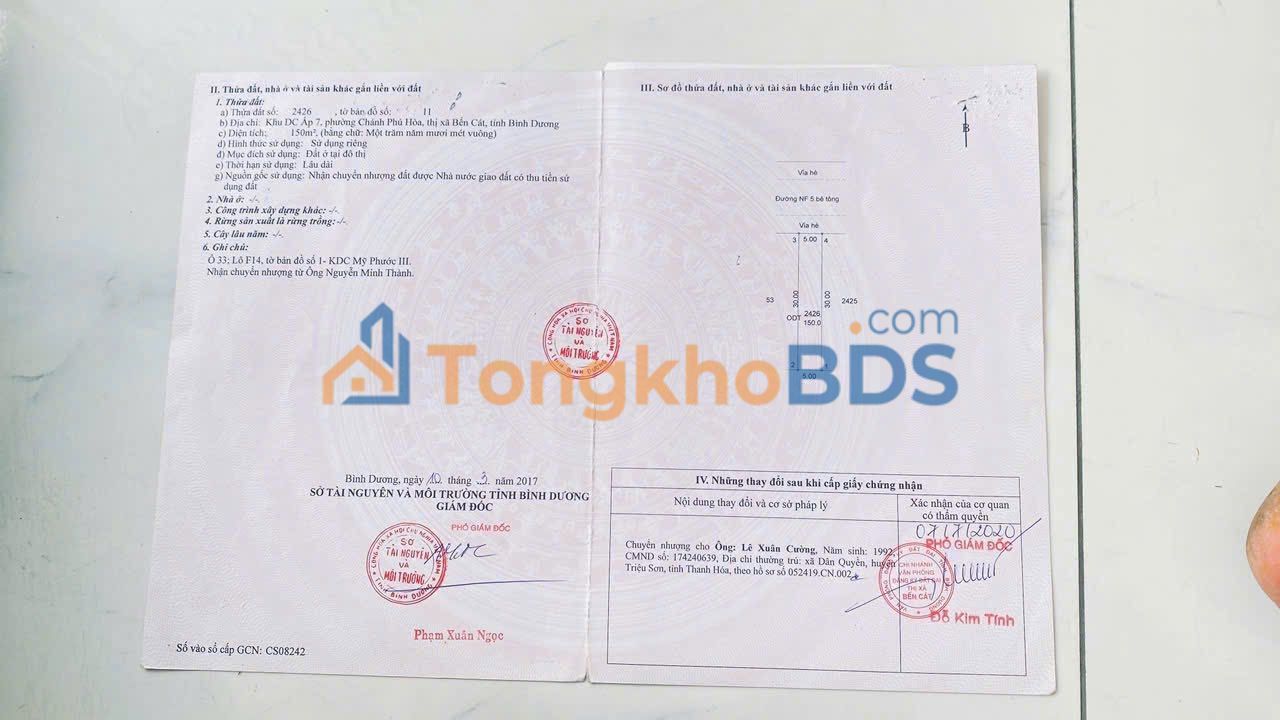 Bán đất thổ cư 150m² Khu I, Mỹ Phước 3, Bình Dương - 1.8 tỷ