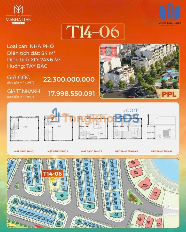 Townhouse Manhattan Q1 84m² 17,998 tỷ - Chính chủ bán