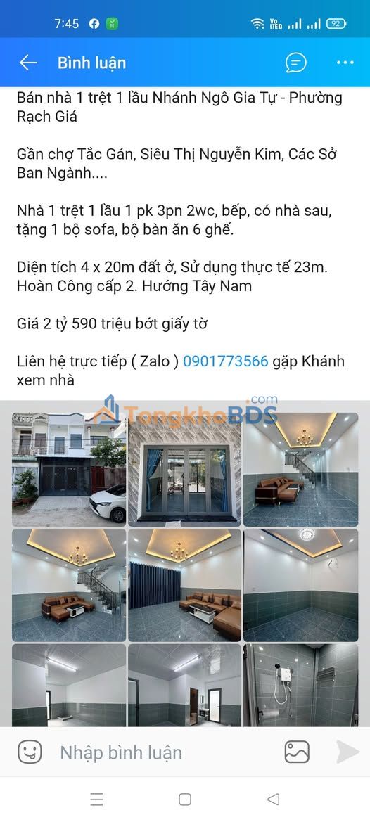 Nhà riêng Phường Vĩnh Quang Rạch Giá 80m² 2.59 tỷ - Sẵn sàng ở ngay