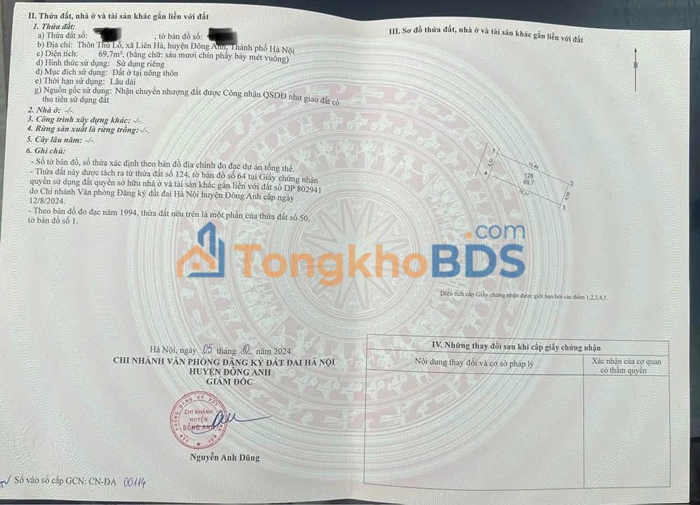 Bán đất Lục Nam 69.7m² nở hậu, ngõ ô tô - Giá 4 tỷ