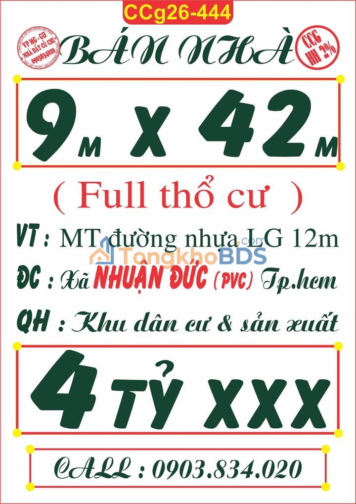 Đất nền Củ Chi 378m² 4 tỷ - Đất thổ cư 100%