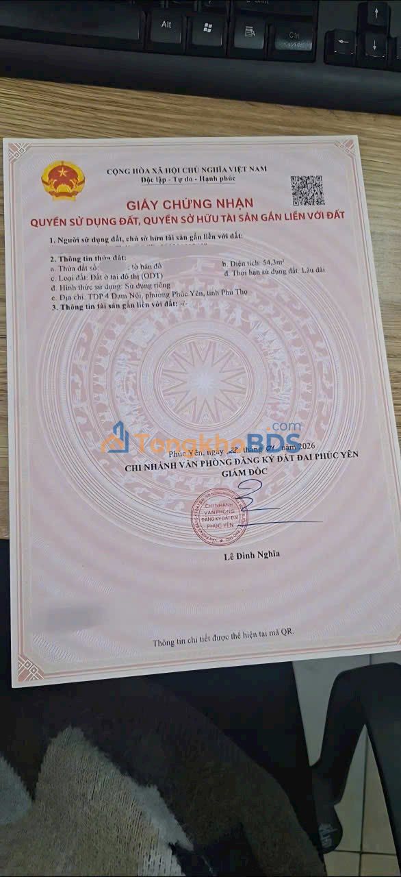 Bán Đất Vĩnh Phúc - 54.3m² Full Thổ Cư, Trung Tâm Phúc Yên, Sẵn Sàng Đầu Tư