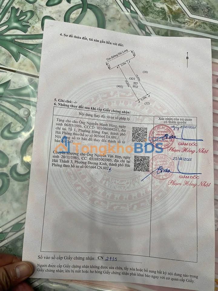 Đất nền Hưng Đạo Dương Kinh 99m² - Sổ đỏ chính chủ