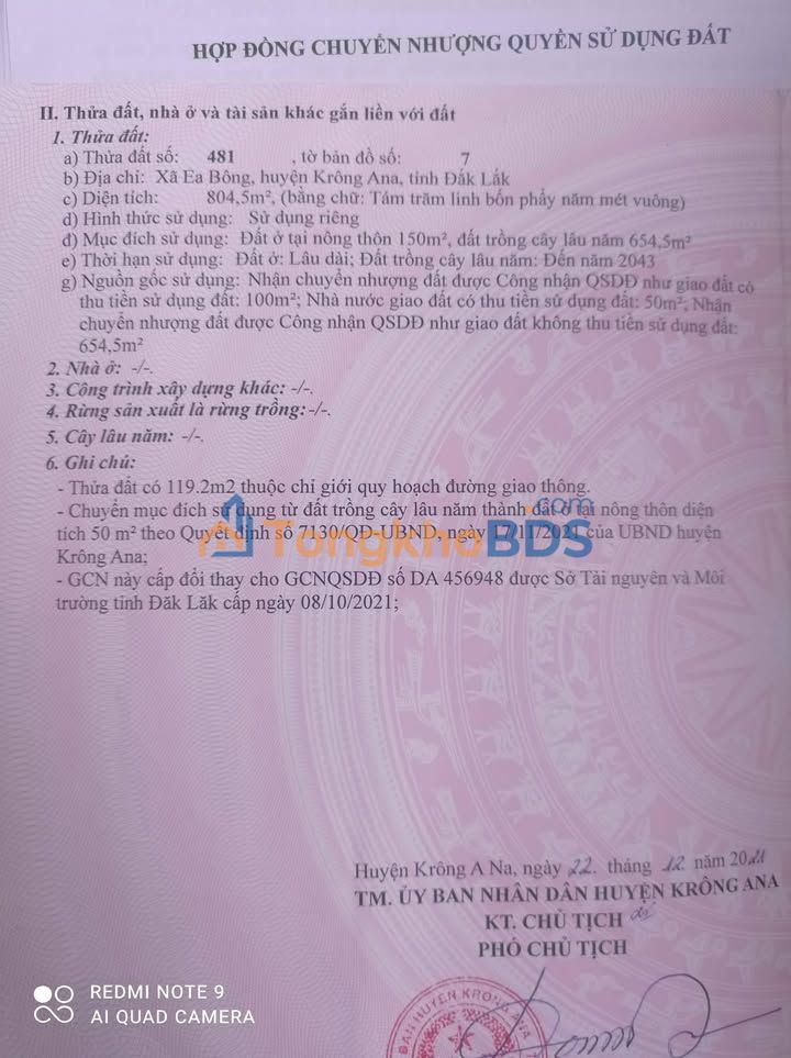 Đất nền Ea Bông Tỉnh lộ 10 420m2 - Đường to ô tô