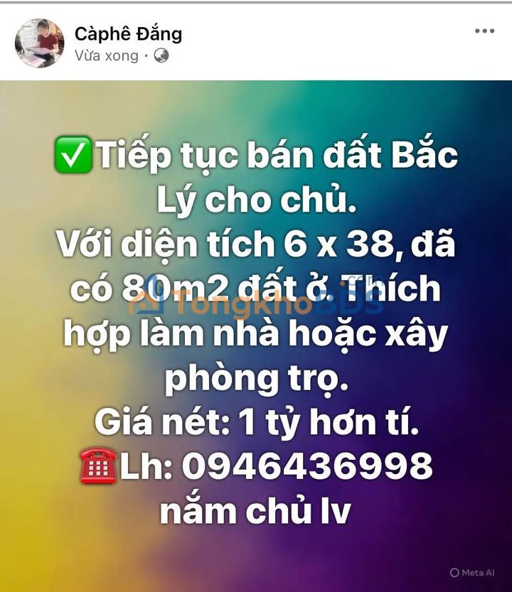 Đất nền Bắc Lý Đồng Hới 228m² giá 1 tỷ - Xây dựng tự do