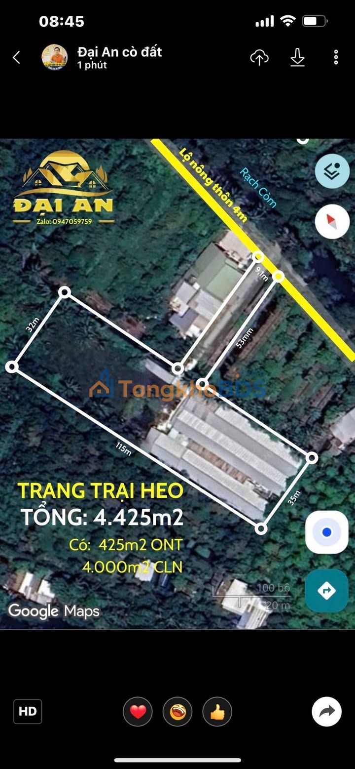 Farm Phong Điền Cần Thơ 4.425m² 12 tỷ - Đường to ô tô