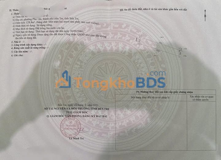 Đất nền Phú Tân Bến Tre 129m² 330 triệu - Giá tốt hiếm có