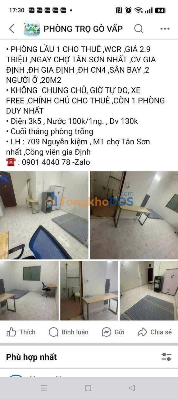 Phong tro Nguyen Kiem 20m2 2.9 trieu - San sang o ngay