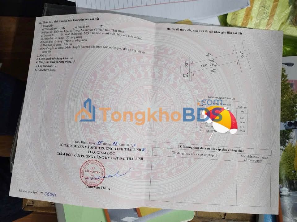 Đất nền Trung An Vũ Thư 141m², 1.41 tỷ - Đường ô tô hai mặt