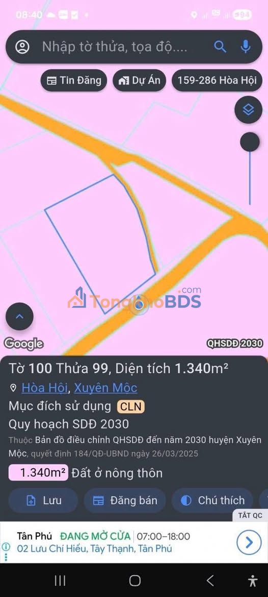 Đất nền Hòa Hội Xuyên Mộc 1.200m² 2.2 tỷ - Sổ đỏ chính chủ