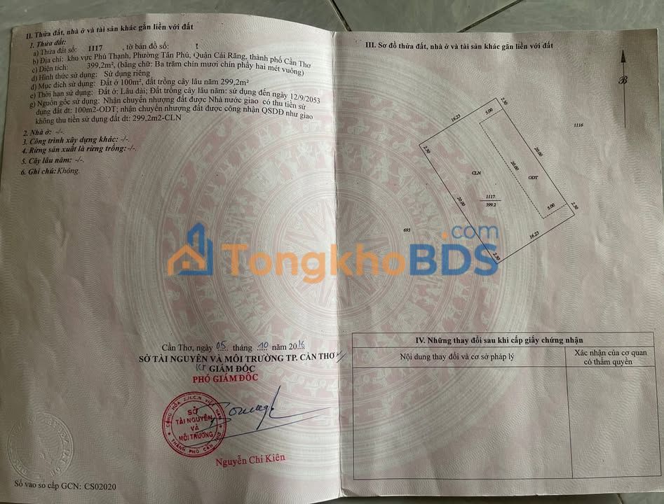 Đất nền Phường Tân Phú Cái Răng 200m² - Đất thổ cư 100%