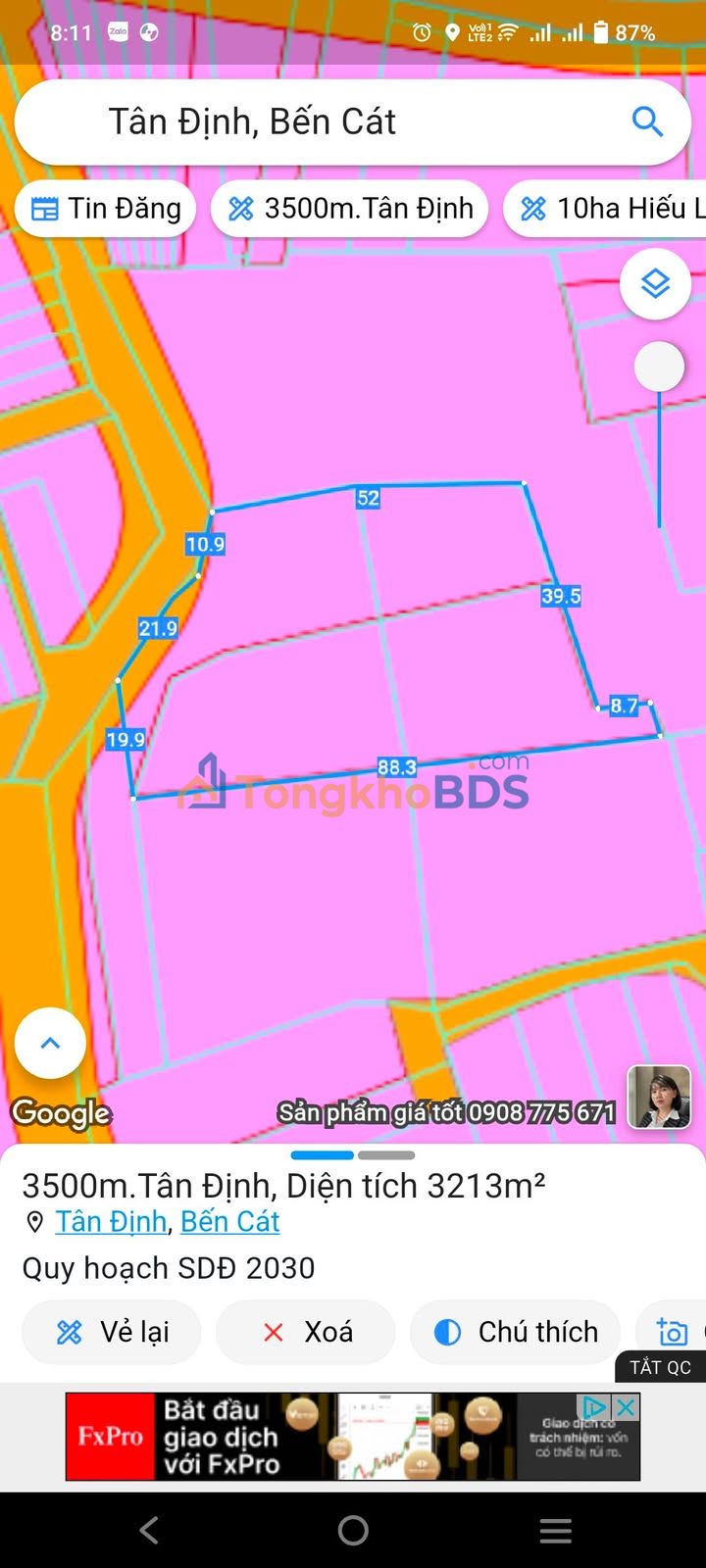 Farm Tân Định Bến Cát 3.500m² giá 1 tỷ - Đầu tư dài hạn