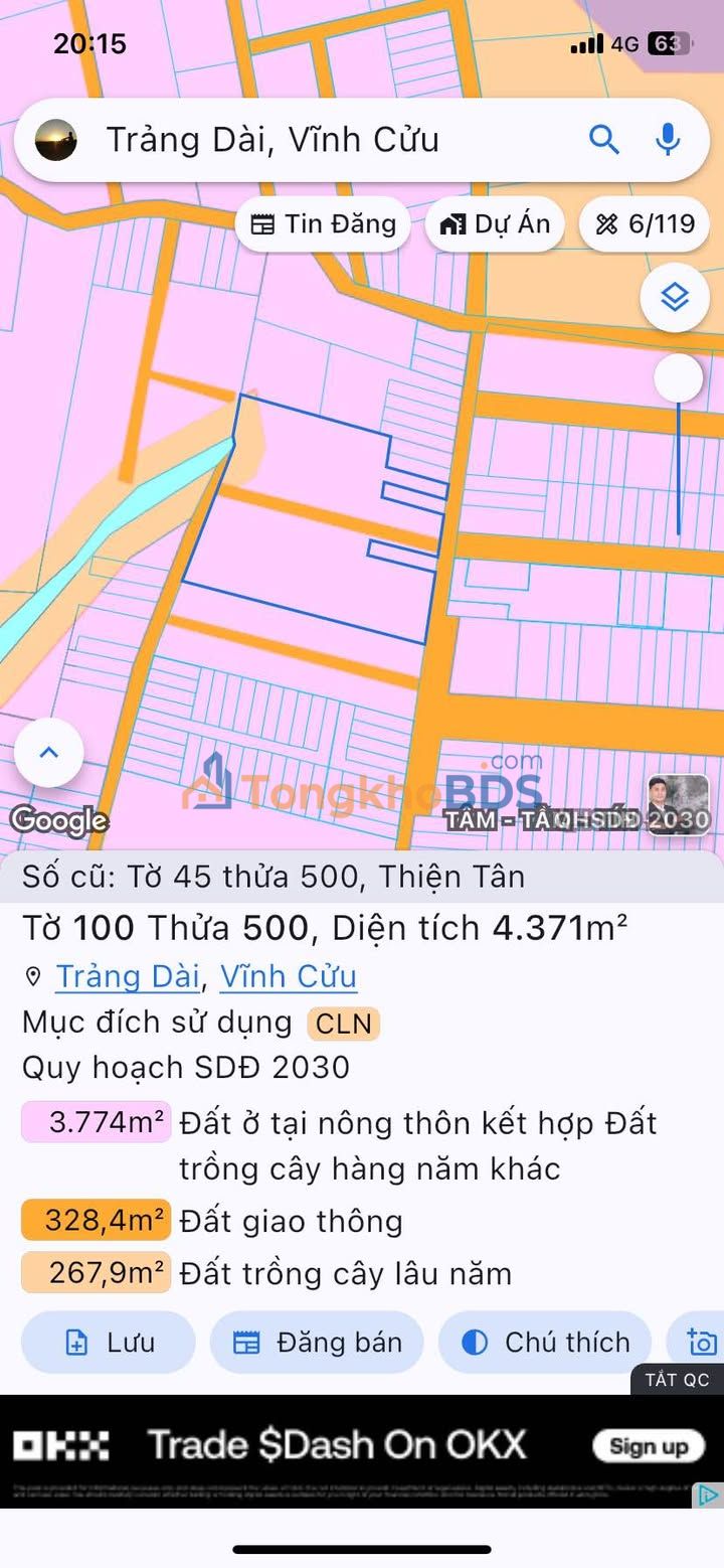 Đất Trảng Dài 100m² - Sổ Chung, Giá 760 Triệu, Hẻm 5m Ô Tô