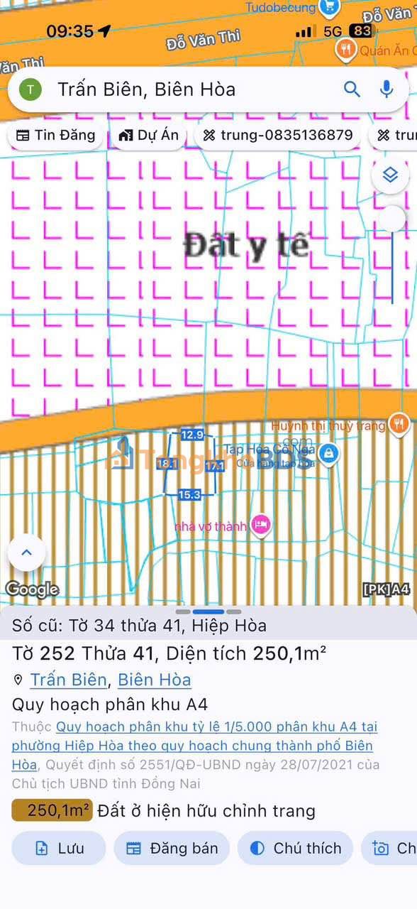 Đất Hiệp Hòa Biên Hòa 250m² Thỏa thuận - Sổ đỏ chính chủ