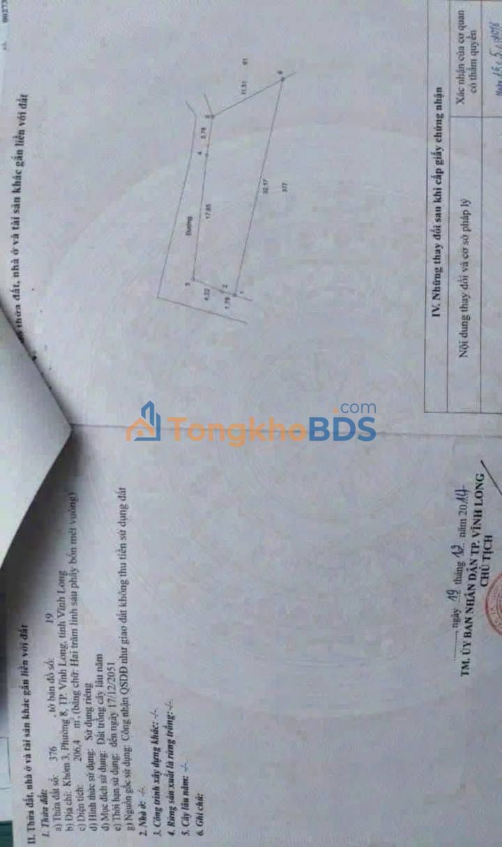 Đất nền Phường 8 Vĩnh Long 206m² 999 triệu - Sổ đỏ chính chủ