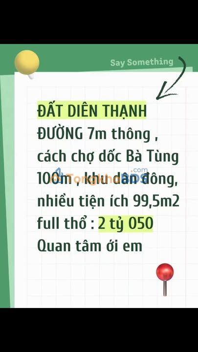 Đất Diên Thạnh Diên Khánh 100m² 2,05 tỷ – Sổ đỏ chính chủ