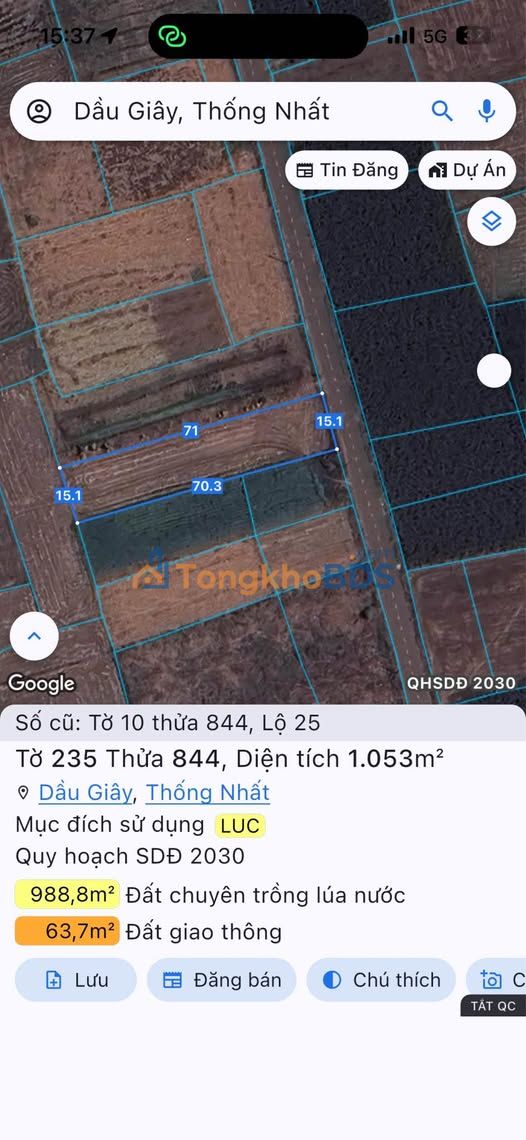 Đất Sào Mặt Nhựa 1000m² Xã Dầu Giây, Đồng Nai - Giá 1.5 Tỷ