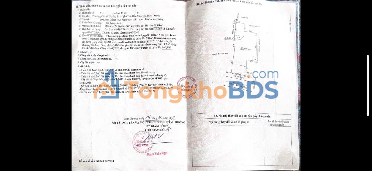 Đất Lò Chén Thủ Dầu Một 509m² giá thỏa thuận - Thổ cư 100%