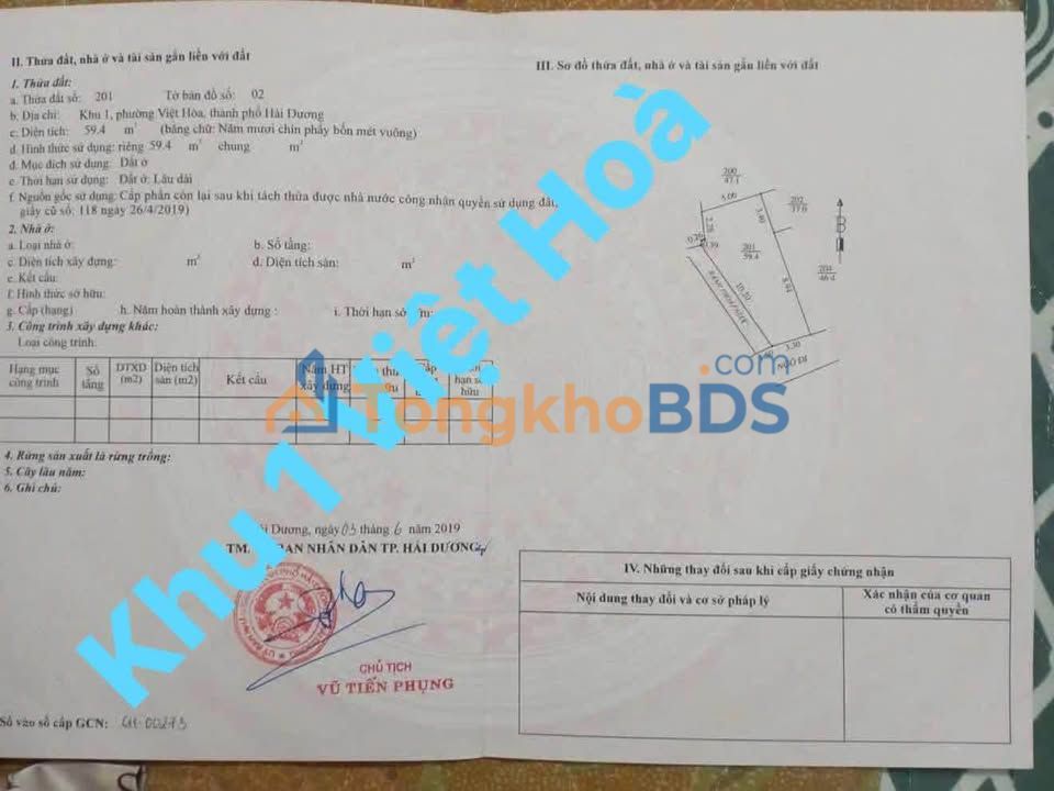 Bán Đất Nền Việt Hòa, Hải Dương 59.4m² - Sổ Hồng Chính Chủ