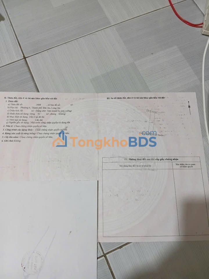 Đất thổ cư Tân An P6 83m² giá 500tr - Sổ đỏ chính chủ