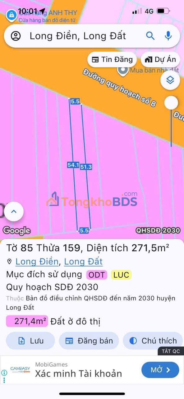 Đất Long Điền 271m² 2.6 tỷ - Sổ đỏ chính chủ
