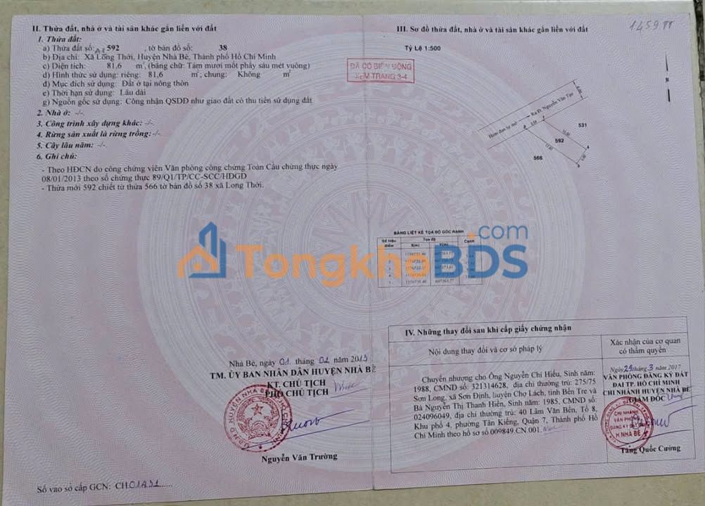 Đất thổ cư Long Thới 80m² 2.6 tỷ - Sổ hồng chính chủ