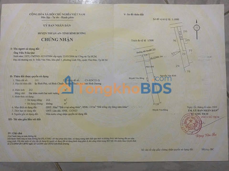 Đất nền Bình Chuẩn 215m² giá 3.5 tỷ - Giá tốt hiếm có