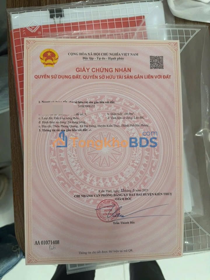 Đất nền Đại Đồng Kiến Thụy 180m² 4.68 tỷ - Sổ đỏ chính chủ