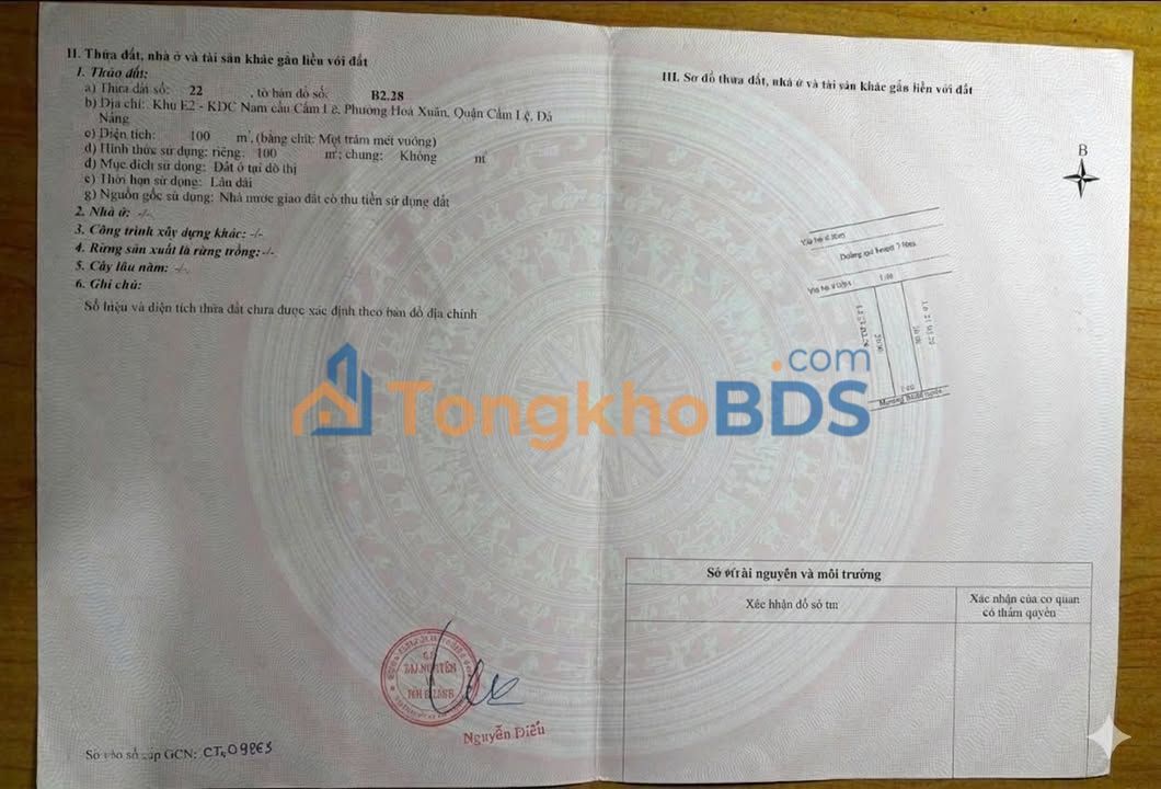 Đất Hoàng Ngân Hòa Xuân 100m² 5,6 tỷ - Đường to ô tô