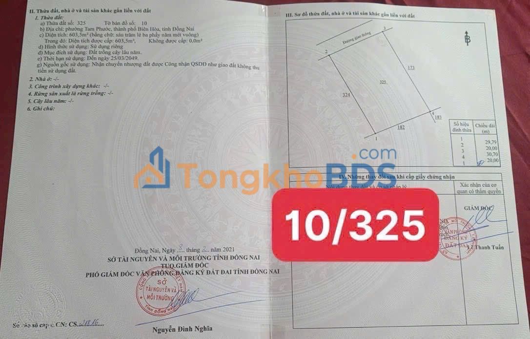 Đất nền Tam Phước Biên Hòa 580m² 1.8 tỷ - Pháp lý rõ ràng
