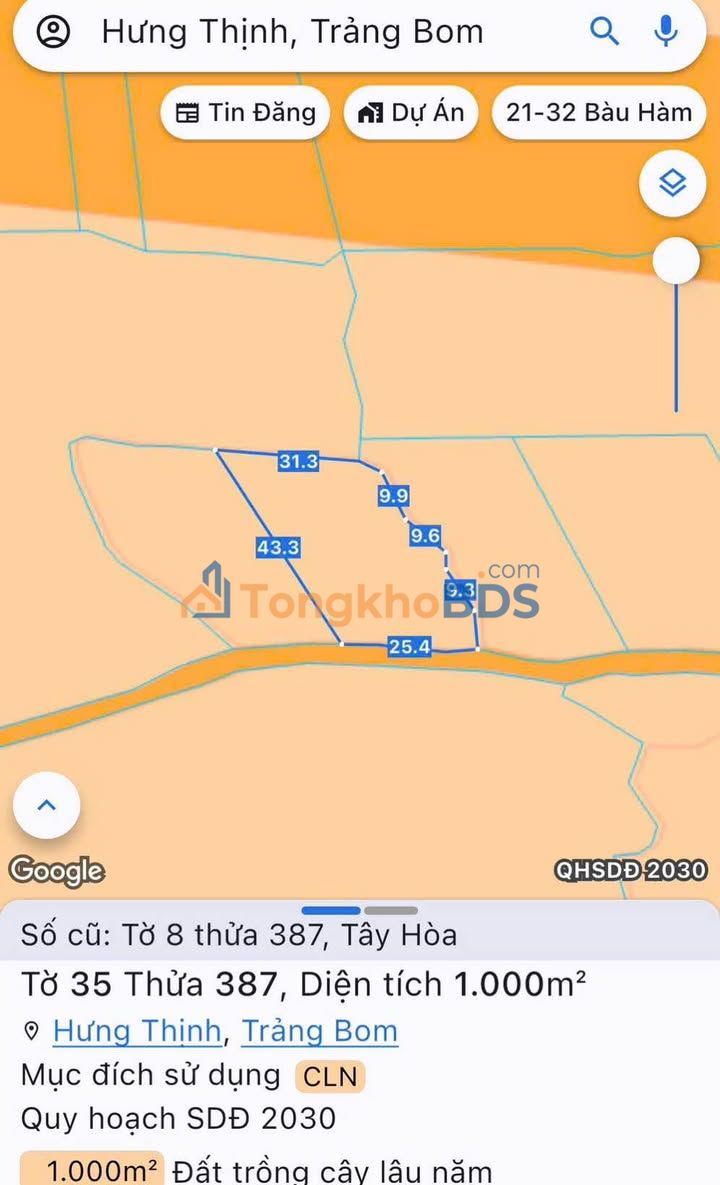 Đất nền Trảng Bom Hưng Thịnh 360m² 1.3 tỷ - Sổ đỏ chính chủ