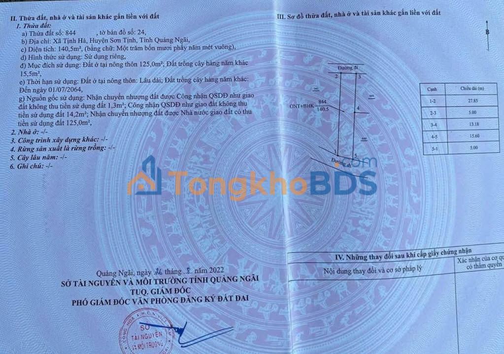 Mặt Tiền Kinh Doanh Rộng 140m² Tại Tịnh Hà, Sơn Tịnh - Giá Tốt