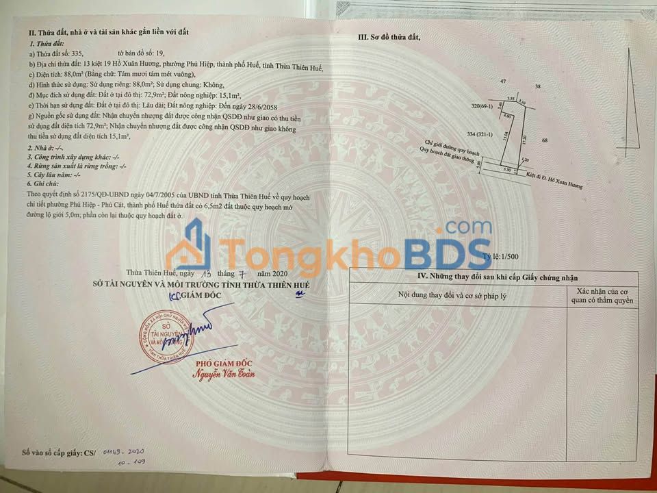 Đất kiệt Hồ Xuân Hương Huế 88m² 1,5 tỷ - Tiềm năng tăng giá