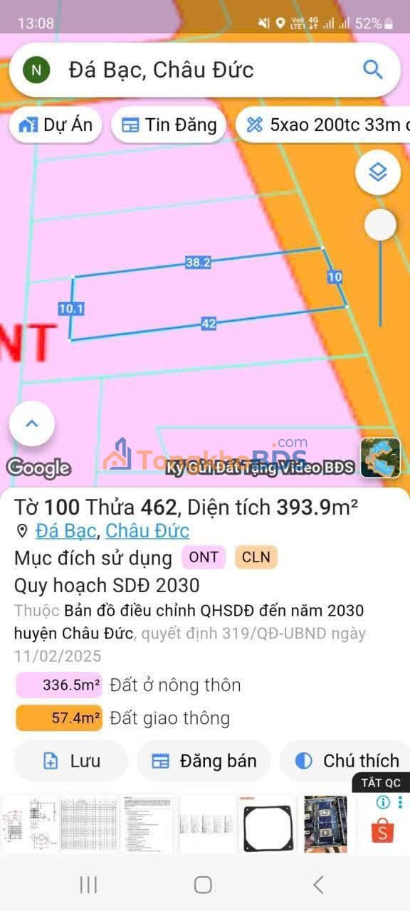 Đất nền Bình Giã 400m² 1,65 tỷ - Sổ đỏ chính chủ