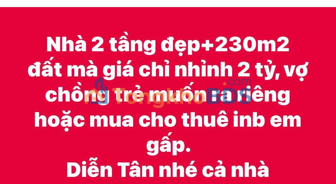 Nhà riêng Diễn Tân 230m² giá 2 tỷ - Giá tốt hiếm có