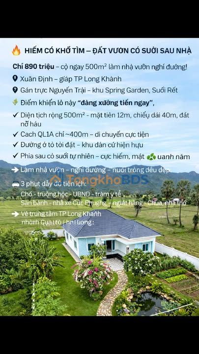 Đất vườn Xuân Định 500m² 890 triệu - Sổ đỏ chính chủ