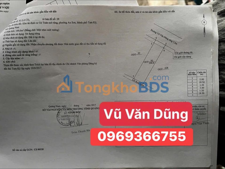 Đất An Sơn Tam Kỳ 100m² 1,1 tỷ - Sổ đỏ chính chủ
