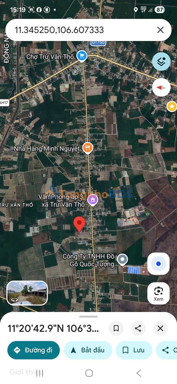 Đất nền Trừ Văn Thố 100m² Bàu Bàng 820 triệu - Sổ đỏ