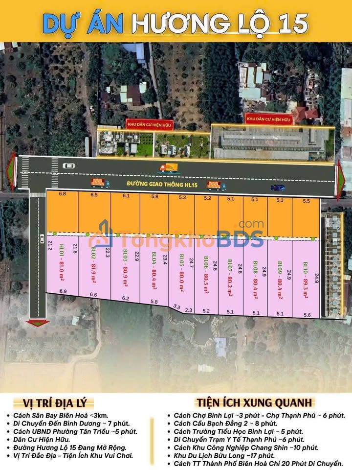 Đất nền HL15 Biên Hòa 85m² 850 triệu - Sổ đỏ chính chủ