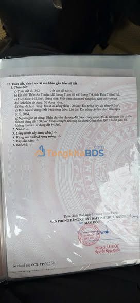 Đất nền Hương Toàn Huế 166m² giá thỏa thuận - Sổ đỏ chính chủ