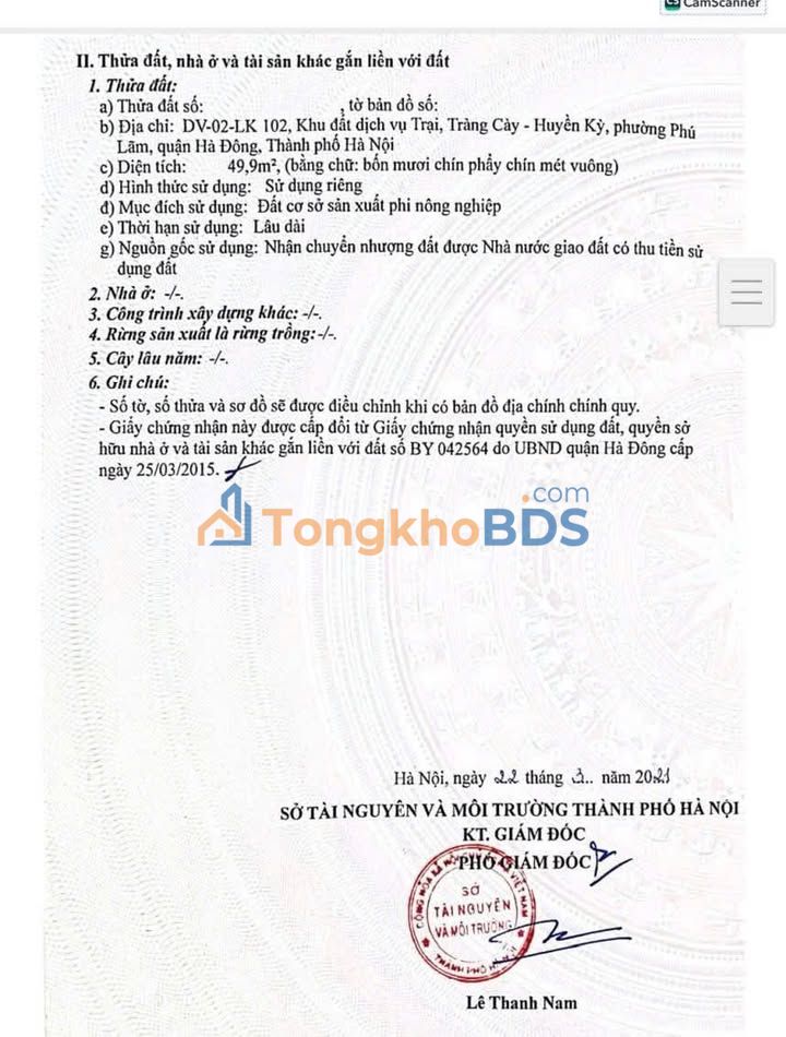 Đất dịch vụ Tràng Cày Hà Đông 50m² 9,65 tỷ - Hạ tầng hoàn thiện