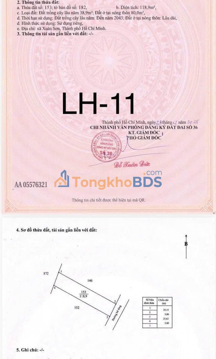 Đất nền Xuân Sơn 118m² giá 390 triệu - Sổ đỏ chính chủ