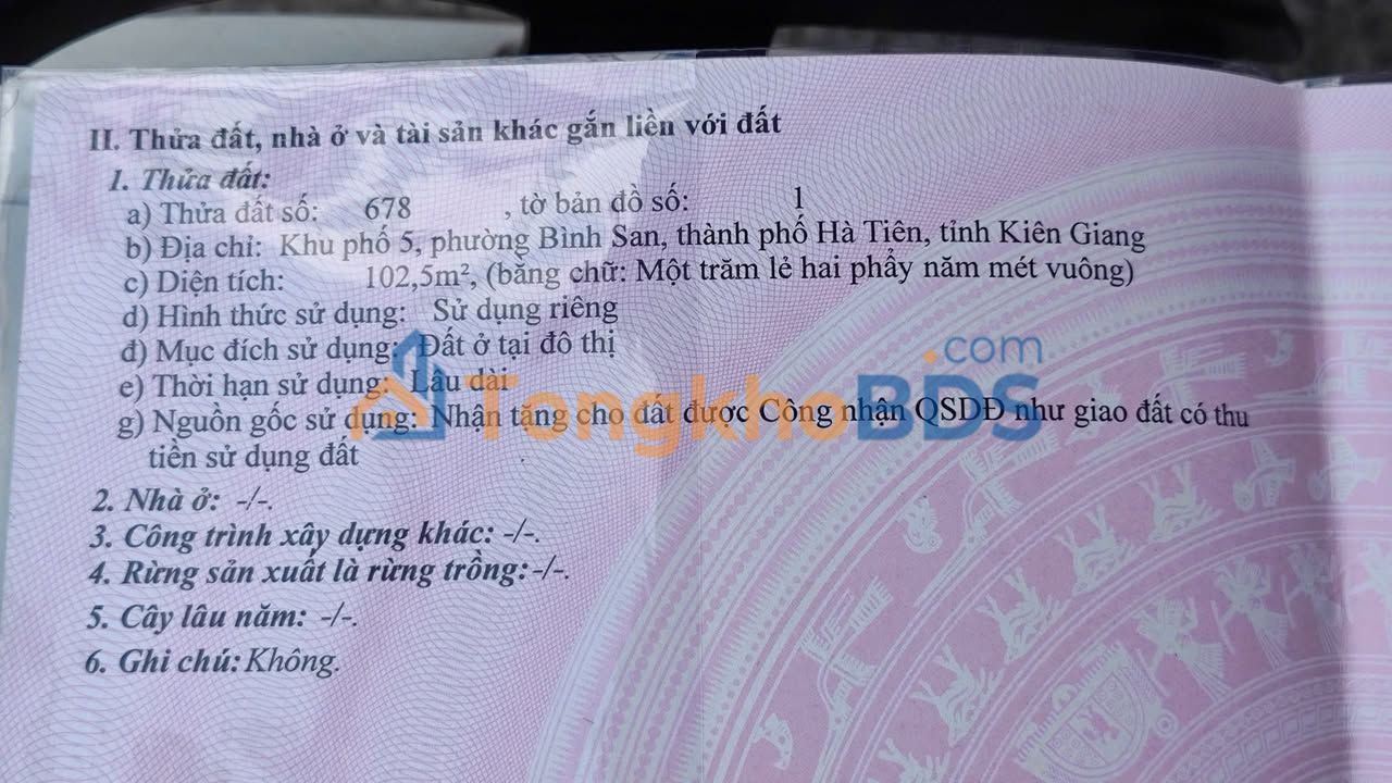 Đất nền KDC Hà Tiên Pháo Đài 103m² 850 triệu - Đất thổ cư 100%